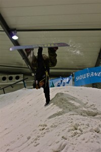 JP getting inverted at Snowplanet indoor ski area in NZ